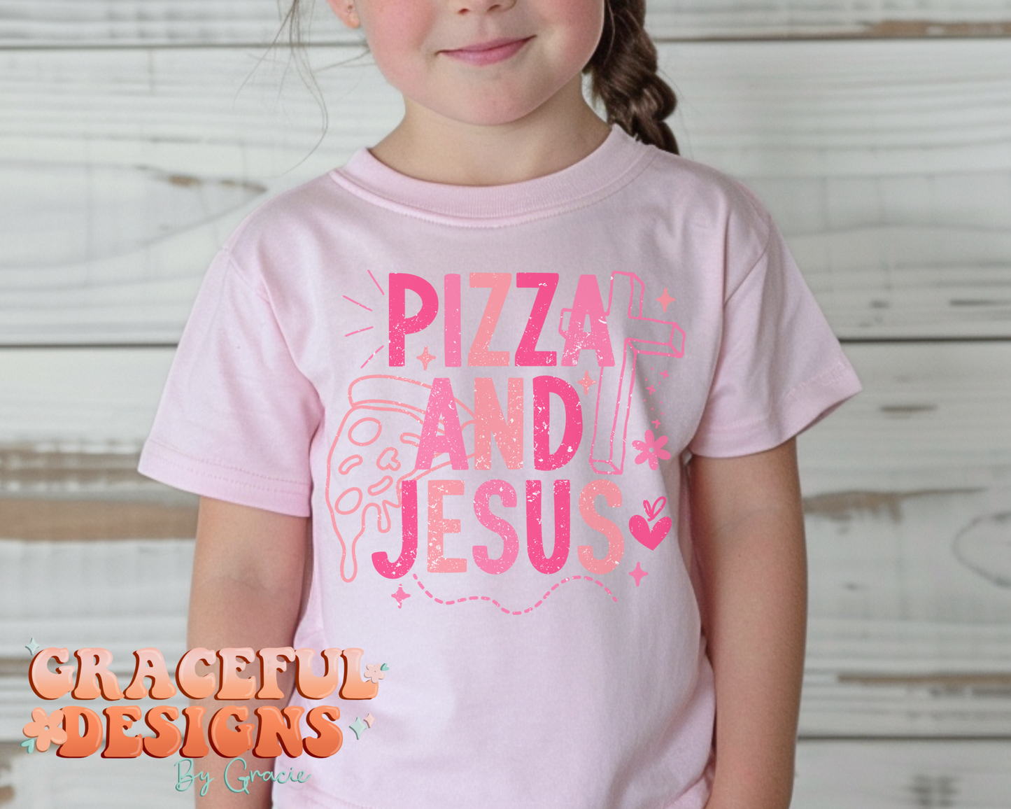 Pizza and Jesus Pink Kids Design