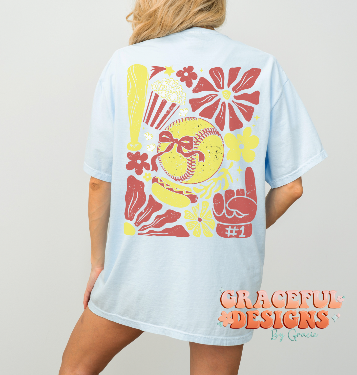 Softball Floral Back Design