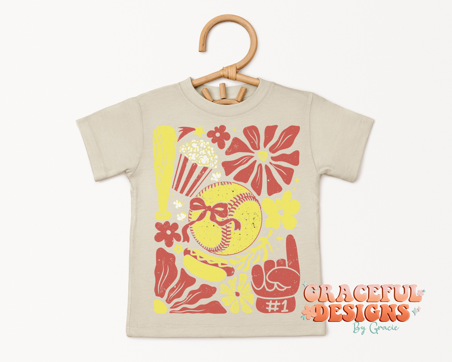 Softball Floral Kids Design