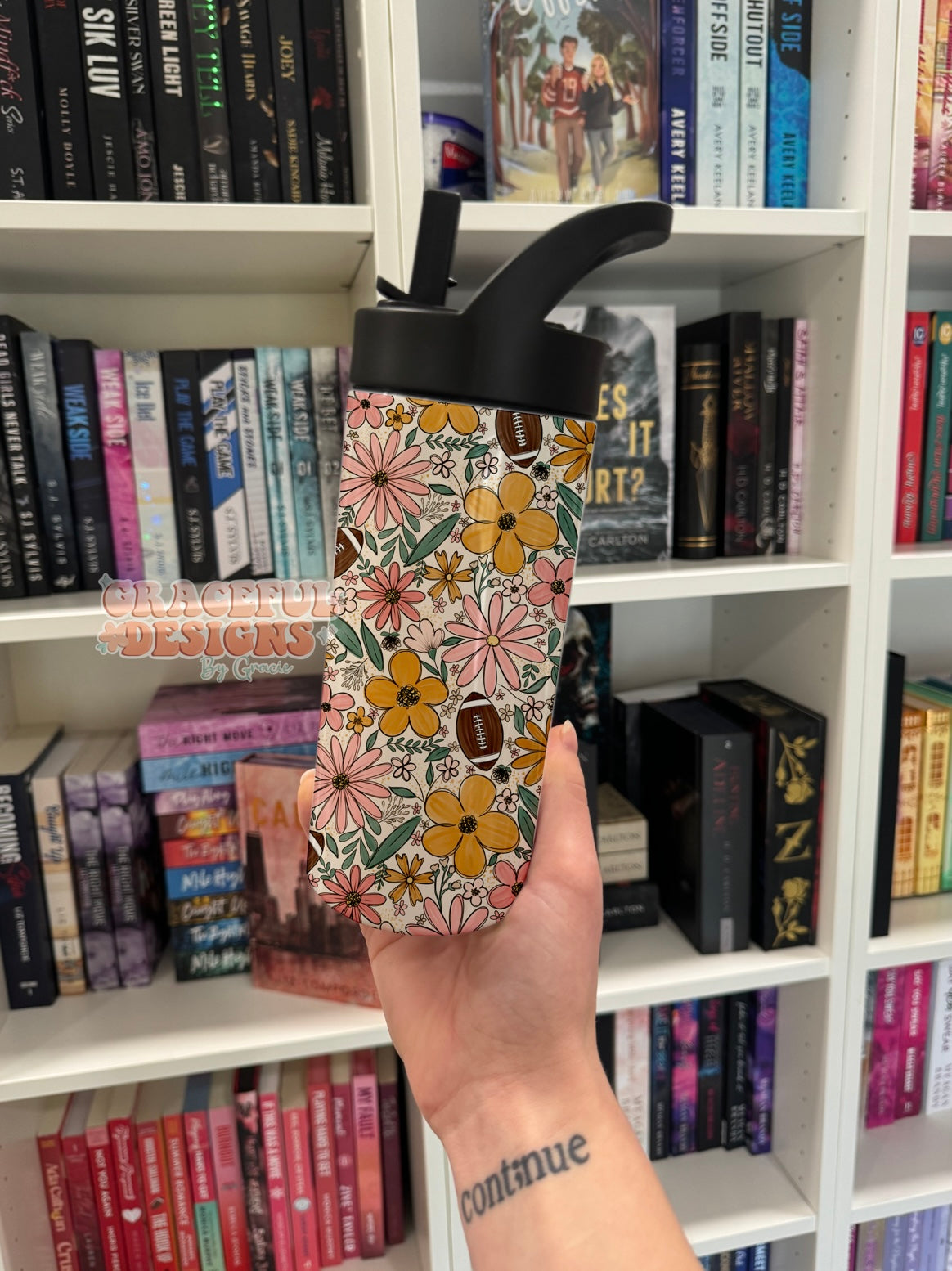 Floral Football Tumbler