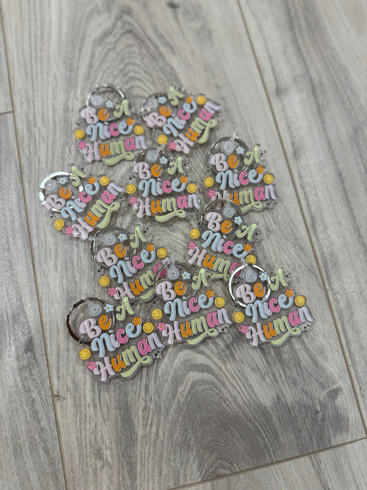 Be a Nice Human 2" Keychain