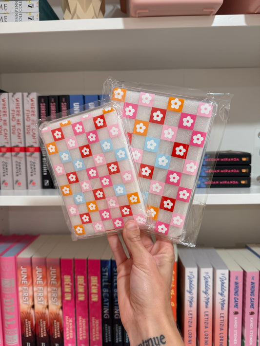 Checkered Flowers Clear E-Reader Case