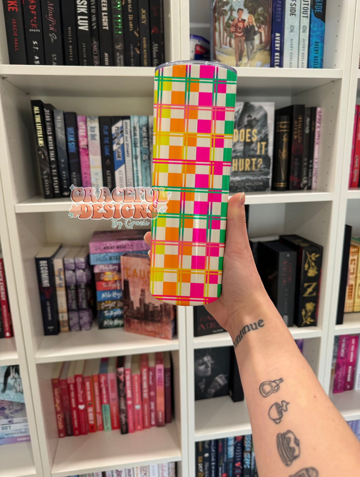 Neon Plaid Tumbler